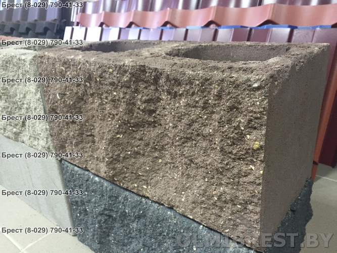 Фото блока рваный камень в Бресте, цвет коричневый